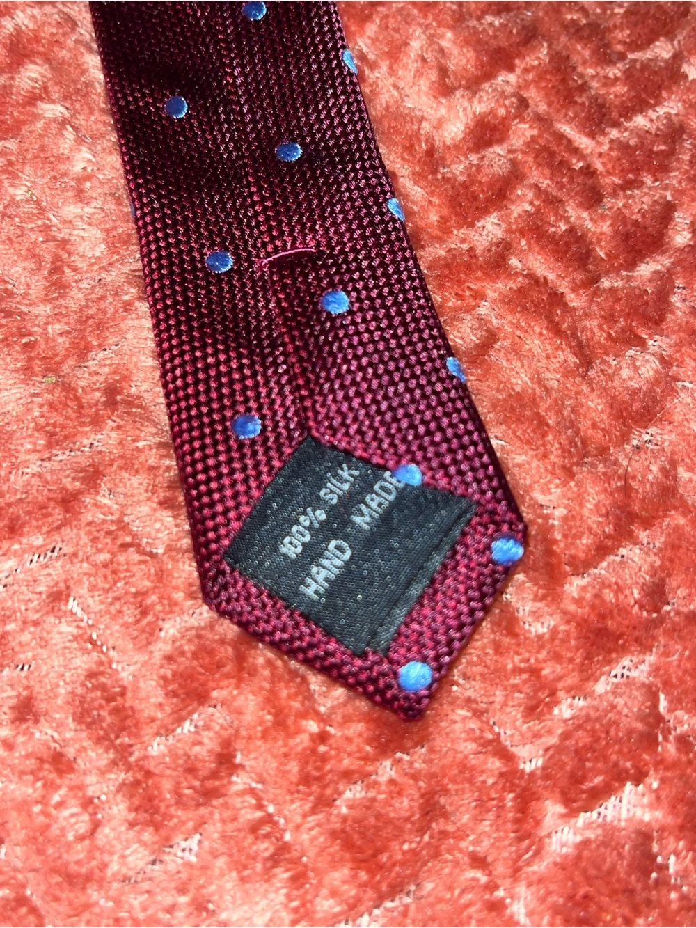 CM gold Series Silk Burgundy Polka Dot Men's Tie - Hand Made